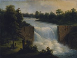 Uitzicht op Genessee Falls, Rochester, New York, in 1797, 1823